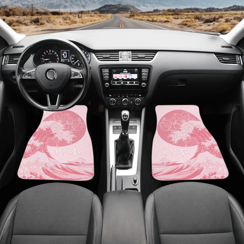 Kanagawa Wave Pink Car Floor Mats Set Cherry Blossom Sakura Etsy
