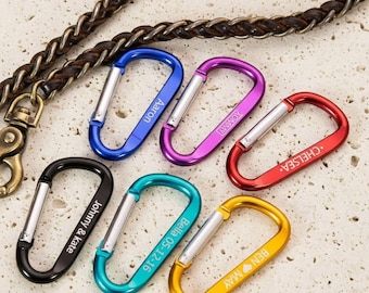 Personalized Carabiner Keychain Custom Name Engraved Clasp Keyring Gift Him Dad Husband Boyfriend Climber Hiking Camping Outdoor Travel Clip