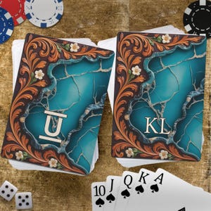 Cartas de baralho ocidentais personalizadas, iniciais personalizadas, logotipo da marca, baralho de pôquer para família, presente para noite de jogos, casamento, despedida de solteira, lembranças para casal, ele e ela