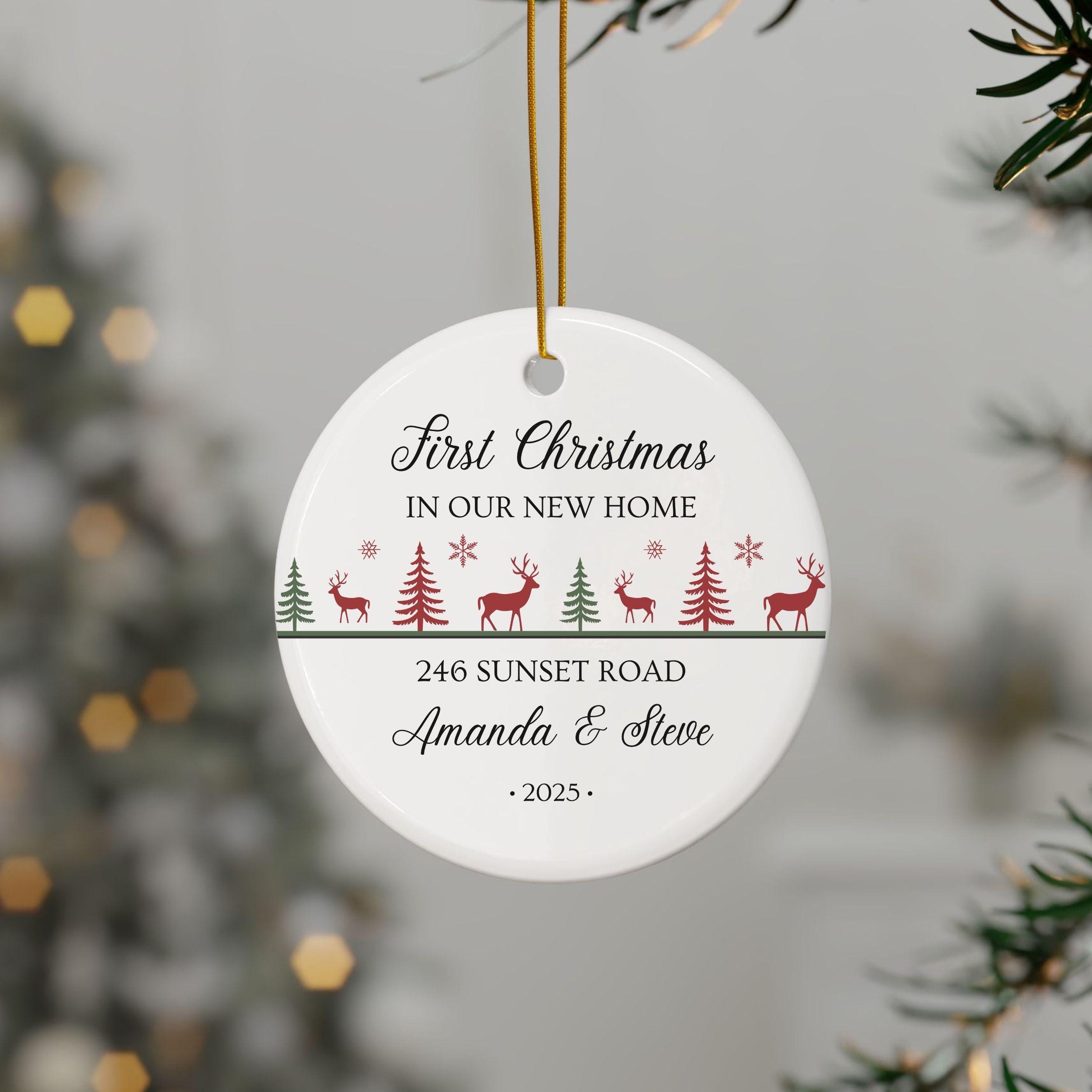 Personalised New Home Christmas Bauble – Street Name & Address Keepsake (Metal, 8cm)