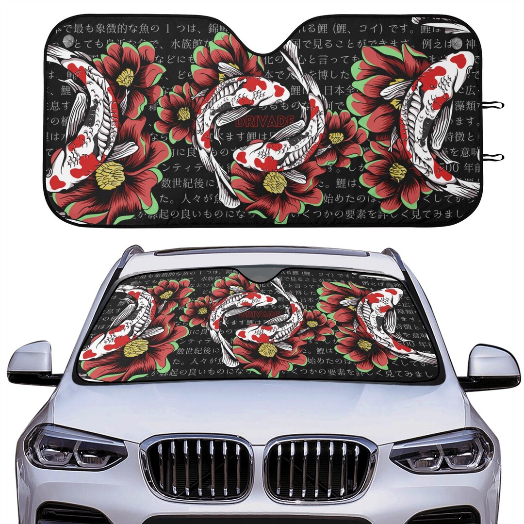 Koi Fish Floral JDM Car Sunshade Japanese Inspired Car Accessories