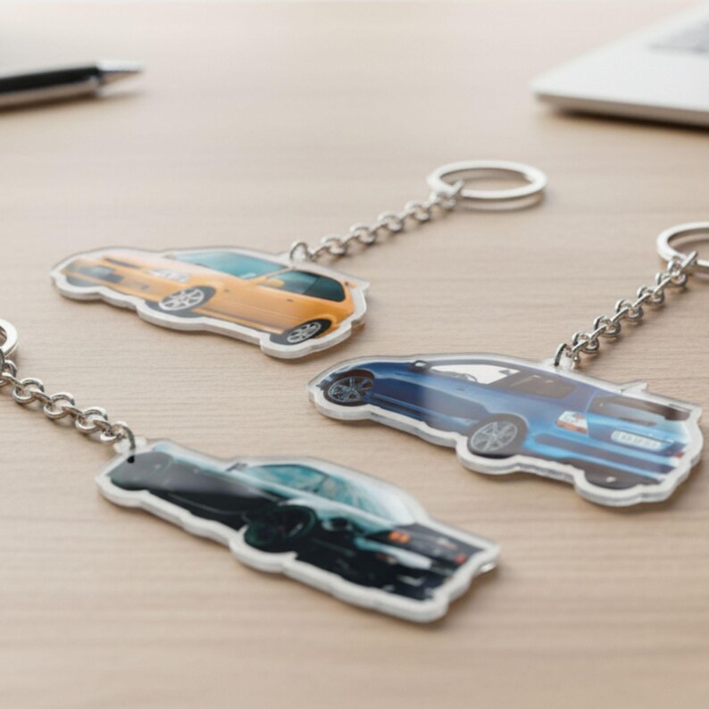 Custom Car Keychain Personalized Photo Picture Model Shape Acrylic Keyring Motorcycle Charm JDM Gift Him Racer Boyfriend Dad Men Husband image 3