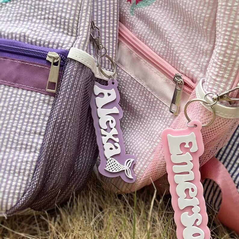 Personalized Name Keychain Bag Backpack Retro Charm Cute Icon Custom ...