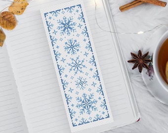 Snowflake Bookmark cross stitch pattern - Winter cross stitch, Snow ornament, Modern cross stitch, Winter landscape cross stitch, booklover