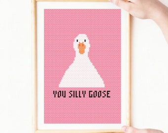 Goose Meme Cross Stitch Pattern / Funny Goose Emboridery / Snarky Cross Stitch Pattern / DIY Gift for Animal Lover / Animal Wall Art