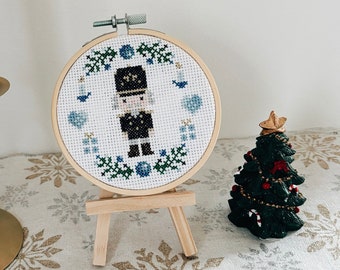 Navy Christmas Nutcracker Counted Cross Stitch Pattern ∣ toy soldier cross stitch, christmas ornaments cross stitch