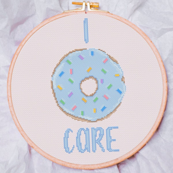 I Donut Care Cross Stitch Pattern PDF / I Don't Care Embroidery PDF / Doughnut Cross Stitch Pattern / Modern Cross Stitch Pattern