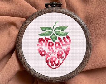 Strawberry Counted Cross Stitch Pattern PDF / Fruits Cross Stitch Pattern / Kitchen Embroidery / Fruit Wall Art / DIY Gift Strawberry