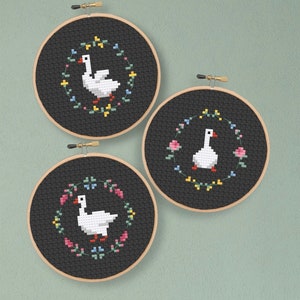 Duck Cross Stitch Pattern Bundle | farm goose cross stitch set, farmhouse cross stitch, bird cross stitch, tiny duck counted cross stitch