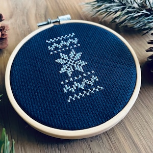 Tiny Snowflake Cross Stitch Pattern ∣ Fair Isle Winter Pattern Chart, Small Christmas Cross Stitch PDF Pattern, Christmas Ornaments DIY