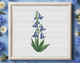 Magical Bluebells cross stitch pattern - enchanted flower cross stitch, modern counted cross stitch, floral hoop art, nature pdf pattern