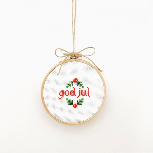 God Jul Cross Stitch Pattern ∣ Merry Christmas Xstitch Chart ∣ Nordic Christmas Cross Stitch ∣ Swedish Embroidery ∣ Holiday Cross Stitch