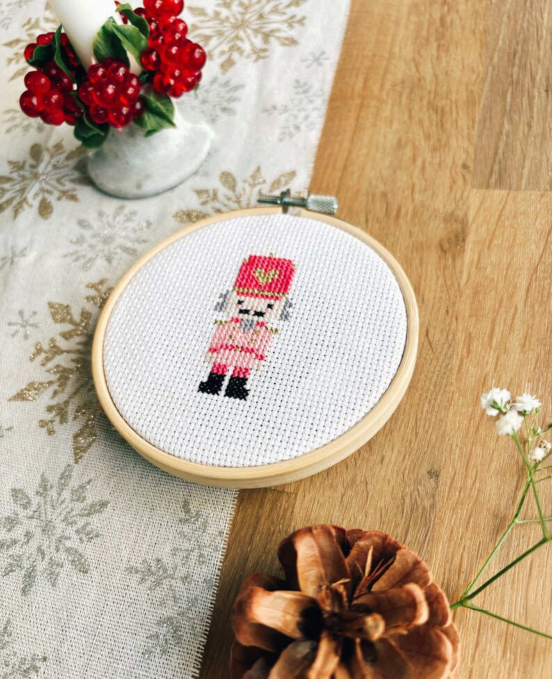 The Nutcracker Counted Cross Stitch Pattern small christmas ornament, christmas cross stitch chart, holiday PDF pattern, pink christmas image 6