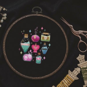 Zaubertränke Kreuzstich Muster / Zaubertränke Stickmuster PDF Stickmuster / Hexe DIY Geschenk