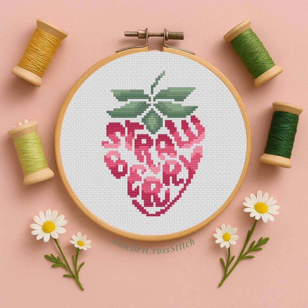 Strawberry Counted Cross Stitch Pattern PDF / Fruits Cross Stitch Pattern / Kitchen Embroidery / Fruit Wall Art / DIY Gift Strawberry