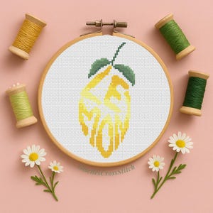 Lemon Counted Cross Stitch Pattern PDF / Fruits Cross Stitch Pattern / Kitchen Embroidery / Citrus Needlepoint Chart / Food Embroidery