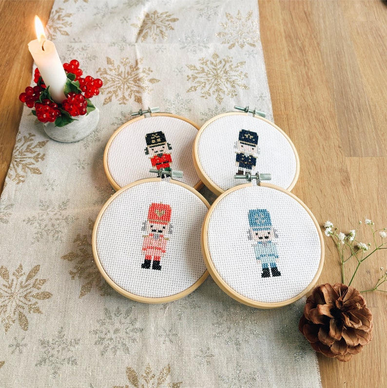 Set of Four Nutcrackers Christmas Cross Stitch Pattern ∣ Small ...