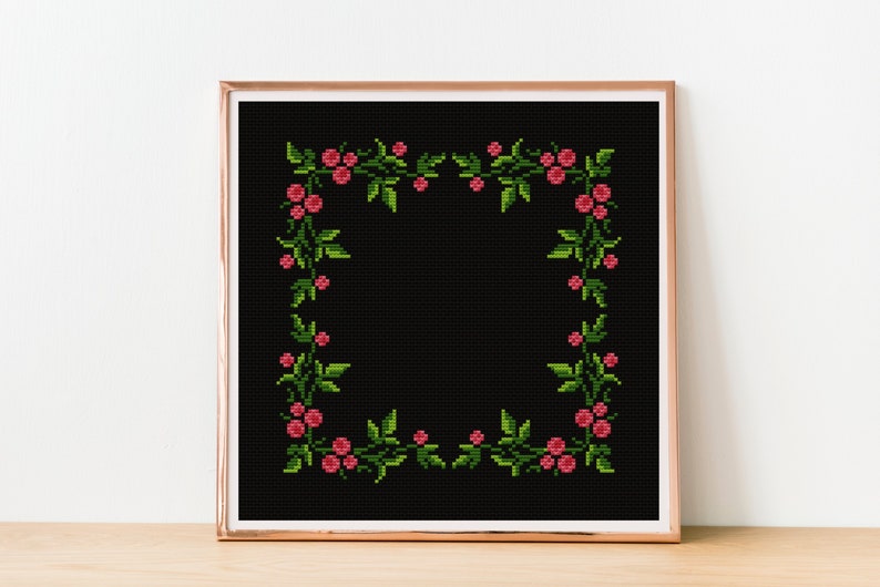 Raspberry Border Rectangle Raspberry Border PDF Cross Stitch Pattern | Border Embroidery Chart ...
