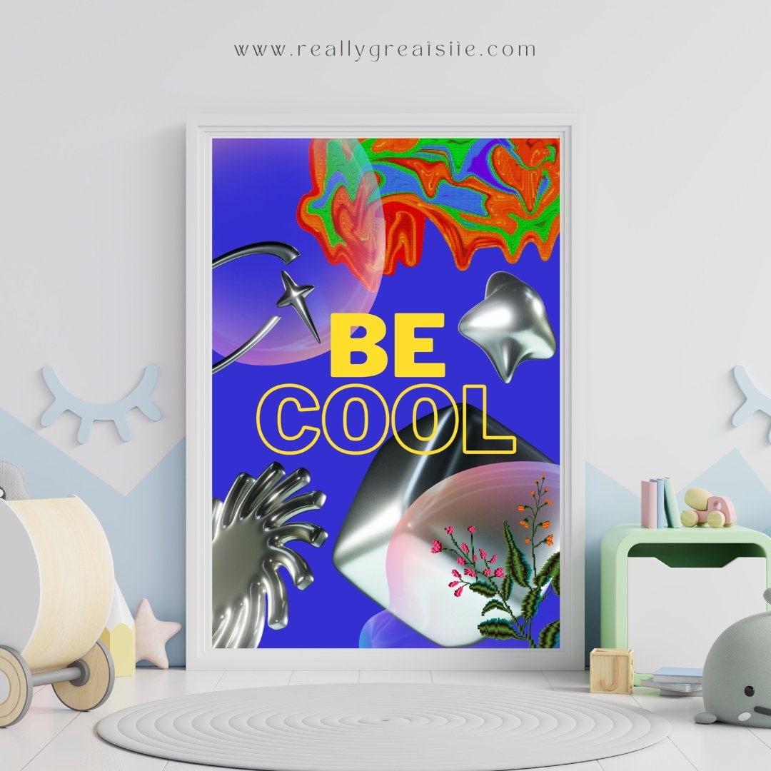 Printable, Digital Art, Frame, Wall Art, Cool Wall Art, Blue