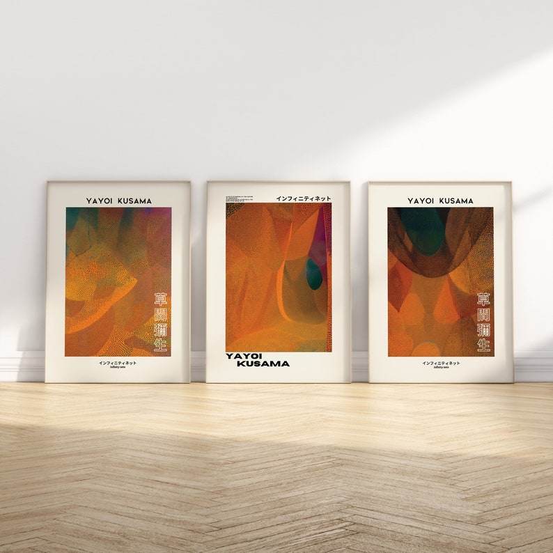 Set of 3 Yayoi Kusama Print, Gallery Wall Art Set, Exhibition Poster ...