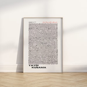 Yayoi Kusama Print, Wydrukowana japońska sztuka ścienna, Czarno-biały motyw artystyczny, Plakat z inspirującym cytatem, Wydruk wystawowy, Pobieranie cyfrowe