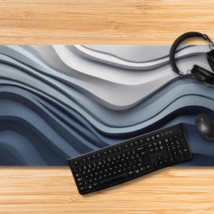 Tapete topográfico para escritorio, diseño de líneas en escala de grises, azul y gris, ideal como regalo para papá y mamá, mapa topográfico, topo, geográfico, abstracto, multifunción, decoración oscura.
