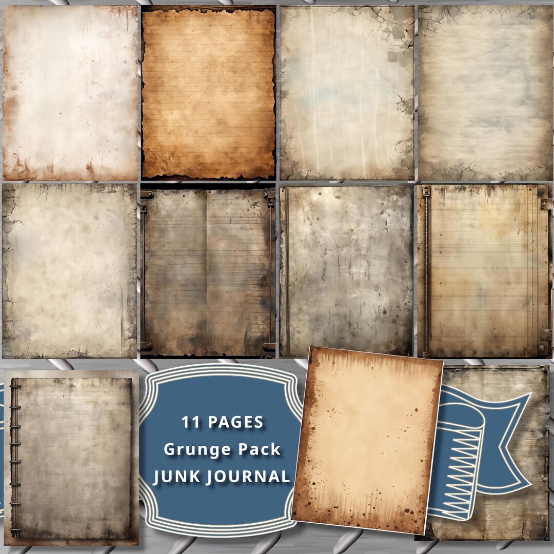 Grunge Texture Distressed Junk Journal Pages Blank Scrapbook Writing ...