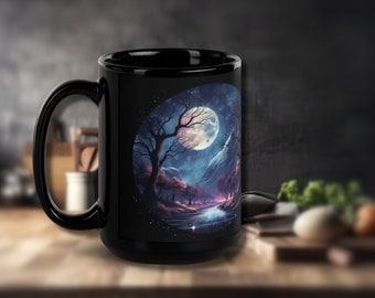 Night Moon Mug, Mystical Trees Mug, Moon Mug, Night Tree, Nature Lover Gift, Full Moon Coffee Mug, night, Wicca, Witch, Enchant, m ug