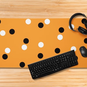 Orange black white Mousepad desk protect pad mat computer desk mat mouse fathers day orange black white spots dots mothers day graduation