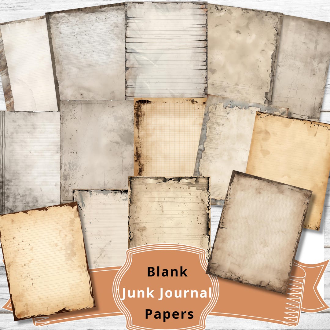 Grunge Texture Junk Journal Pages Blank Scrapbook Writing Paper Print ...