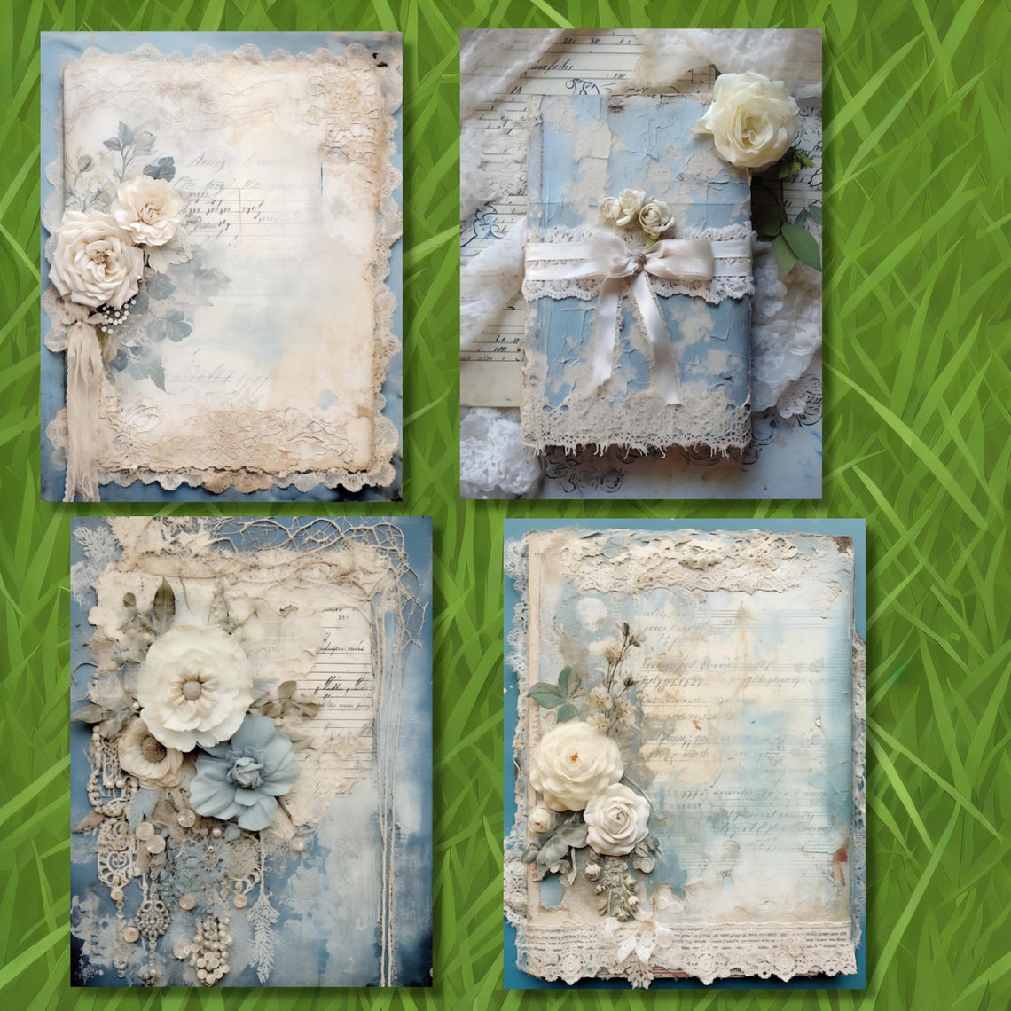 Shabby Chic Junk Journal Pages Blank Scrapbook Paper Printable Digital ...