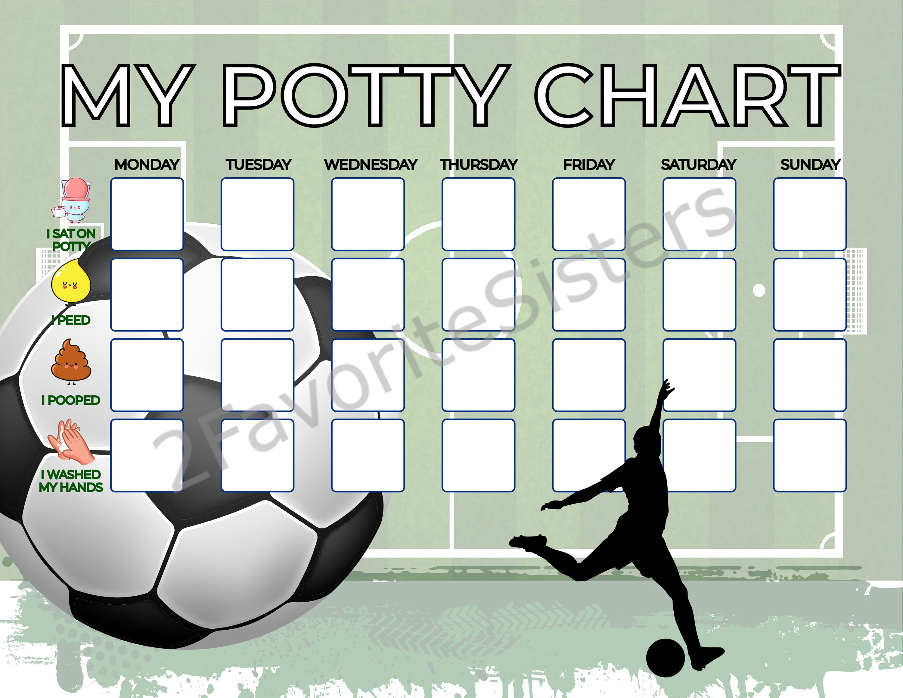 Soccer Potty Training Chart Futbol Football Sports Printable Cute ...