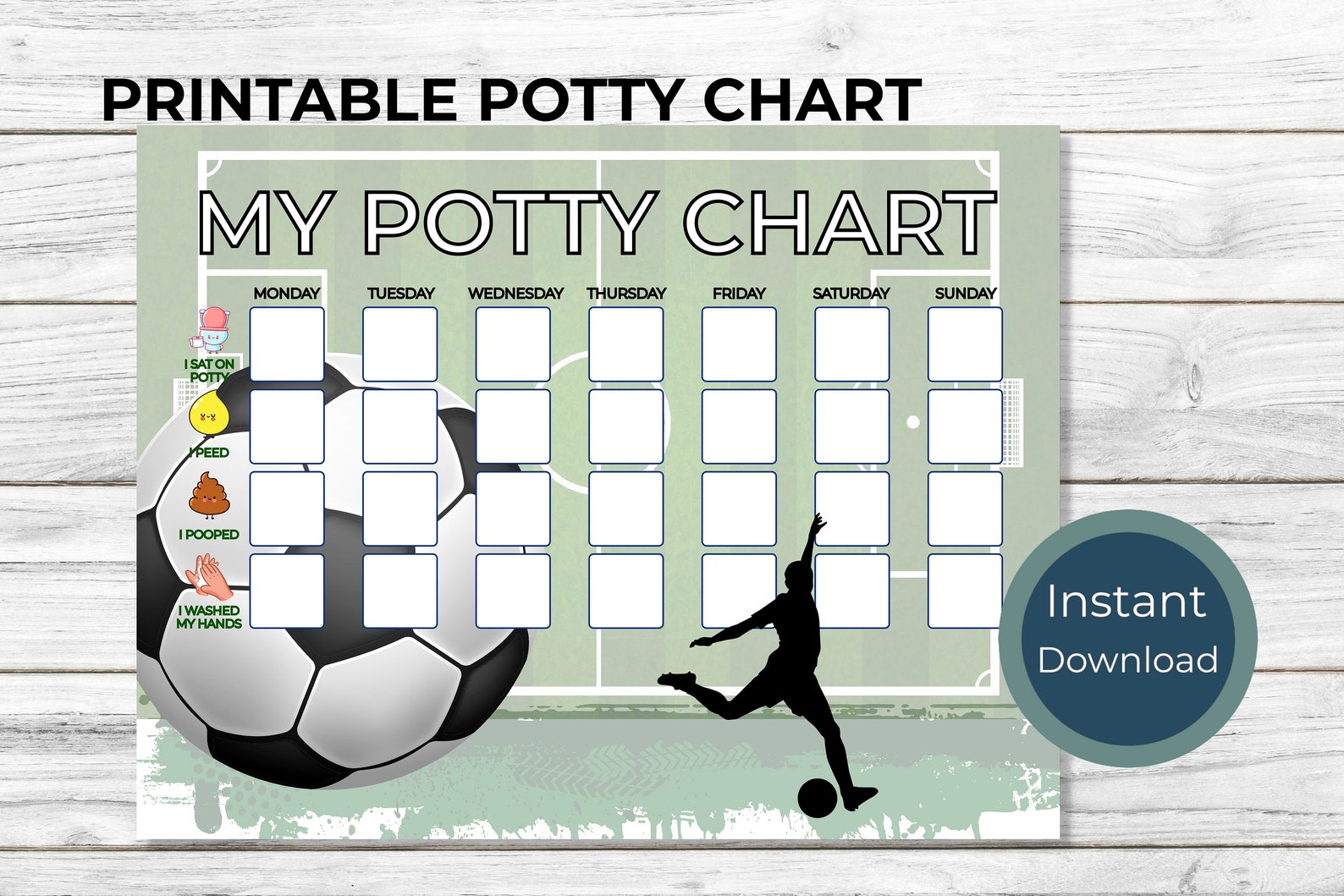 Soccer Potty Training Chart Futbol Football Sports Printable Cute ...