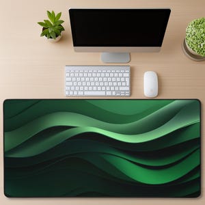Topographical desk mat Green Black lines gift dad mom map topographic topo pad geographic abstract Dark decor xl large gaming play shadows
