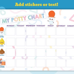 Potje kaart multipack schattig leuke kleuren instant download zat op toilet geplast poep gewassen handen beloning peuter kind belonen badkamertracker