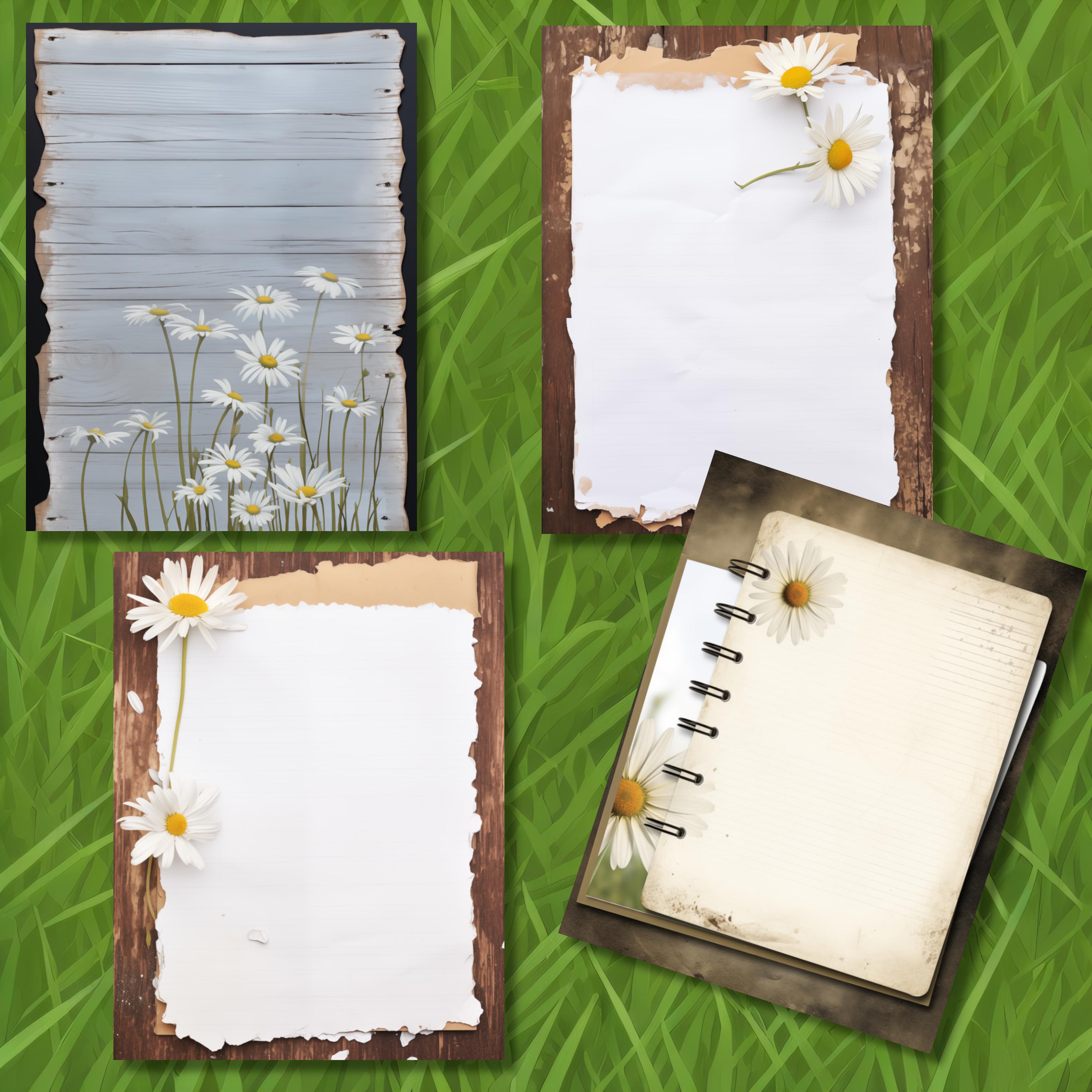 Daisy Flower Border Junk Journal Pages Blank Scrapbook Paper Printable ...