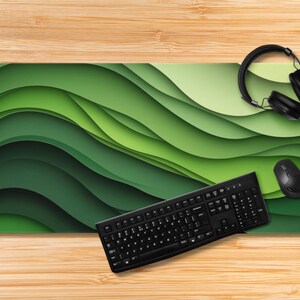 Topographical desk mat Green Black lines gift for dad mom map topographic topo desk pad geographic abstract multifunction Dark décor olive
