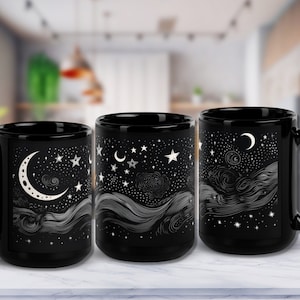 Moon mug Celestial Moon cup Witch gift for coffee lover crescent moon astrology dream night moon phase mug witchy cauldron mugs star