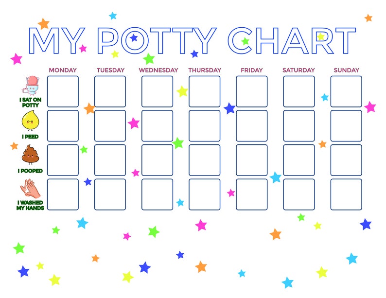 Stars Potty Training Chart Printable Cute Fun Colors Instant Download Stars Potty Training Chart Printable Cute Fun Colors Instant Download