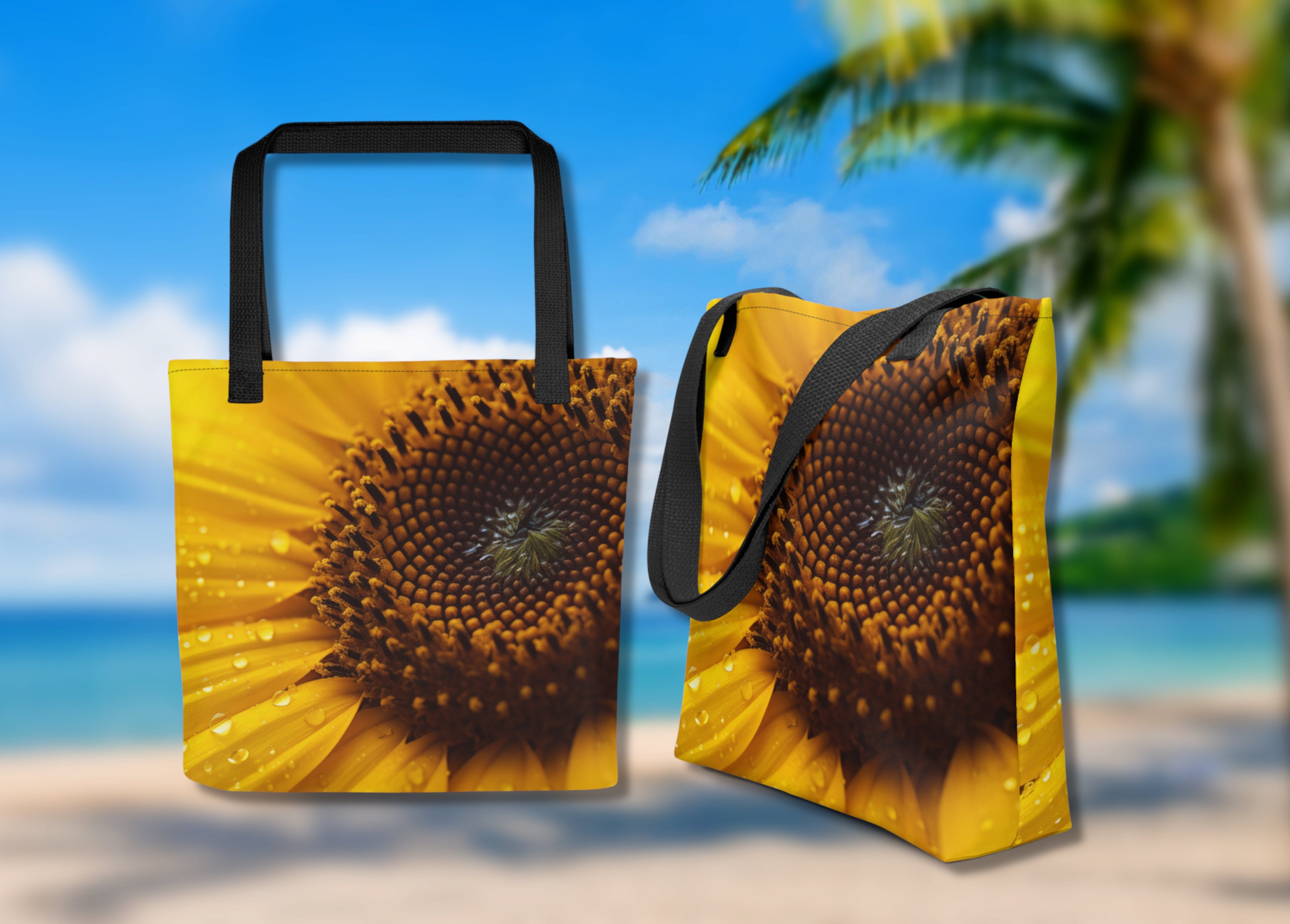 ひまわりのトートバッグ ギフト 彼女 母の日 姉妹 娘 財布 ビーチ 食料