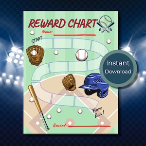 Honkbal beloningstabel b-ball beloningstabel kinderen jongen meisje tracker klusjes aanmoediging potje instant download sport world series mlb aaa bal