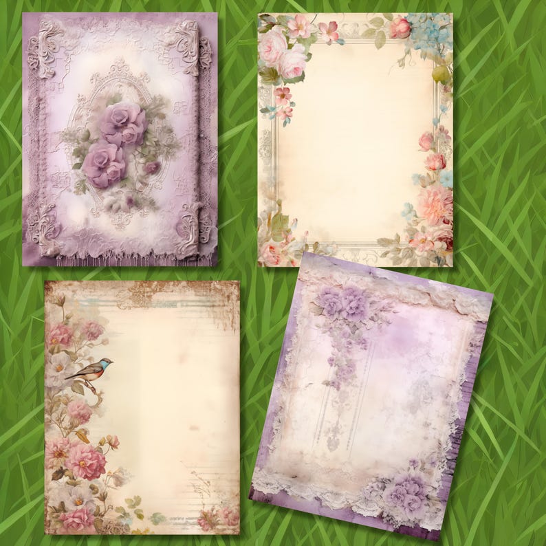 Shabby Chic Junk Journal Pages Blank Scrapbook Paper Printable Digital ...