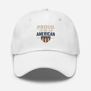 Proud to Be an American – Vintage Patriotic Dad Hat – Adjustable Strap, Curved Visor