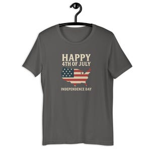 Happy 4th of July-T-shirt – Vintage T-shirt met kaart van de VS voor Independence Day