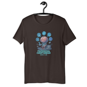 プロフェッショナルな考えすぎTシャツ - 面白い脳の漫画Tシャツ、午前3時からの不安デザイン、共感できる夜の思考Tシャツ