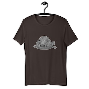 Funny Blobfish Chalk Style T-Shirt | Quirky Deep Sea Fish Shirt | Unique Hand-Drawn Animal Tee