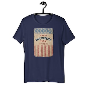 Vintage 4th of July T-Shirt: Distressed American Flag, Bella Canvas 3001