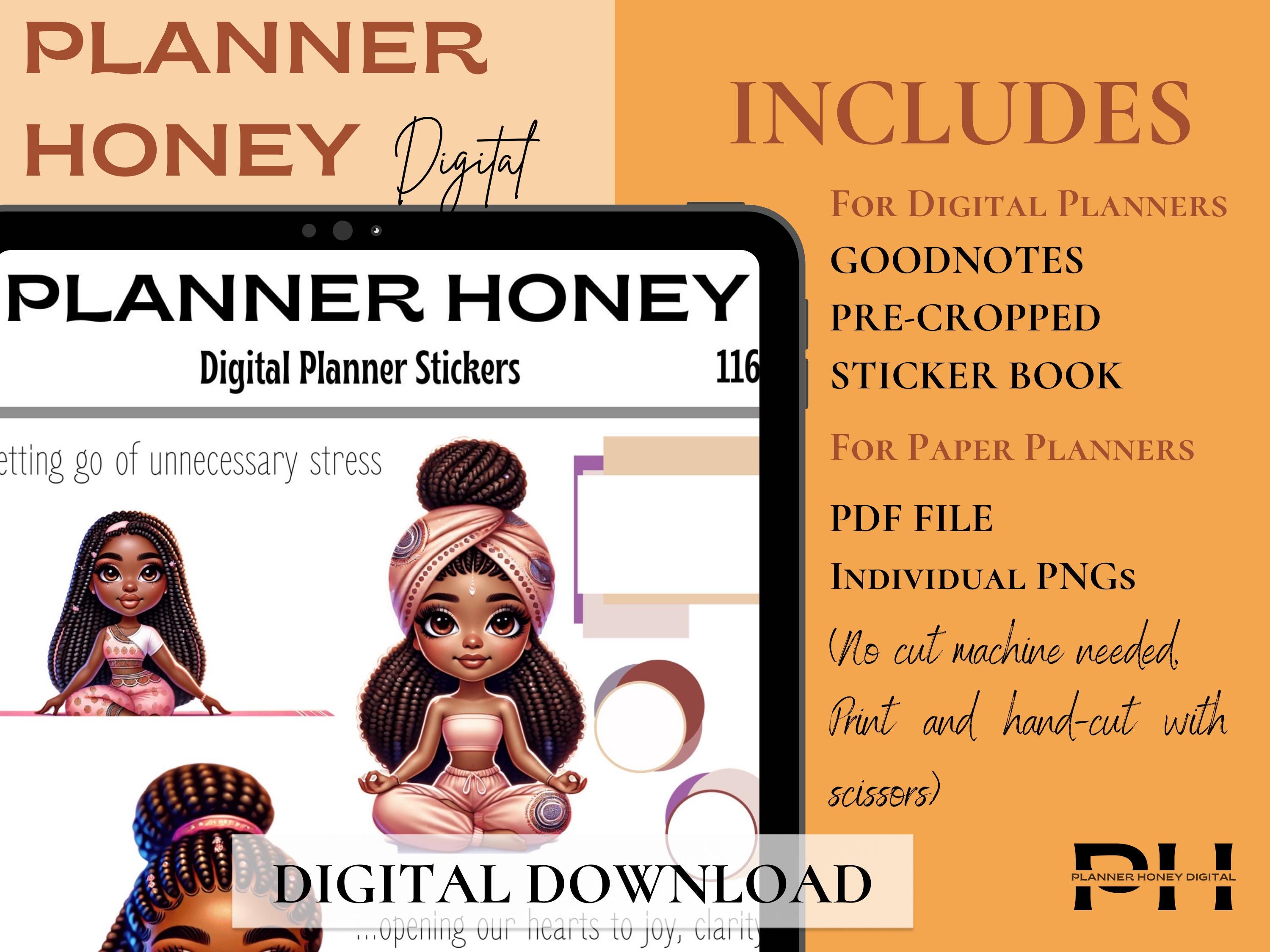 Black Girl Yoga Digital Planner Stickers, Goodnotes (PDF) - Etsy