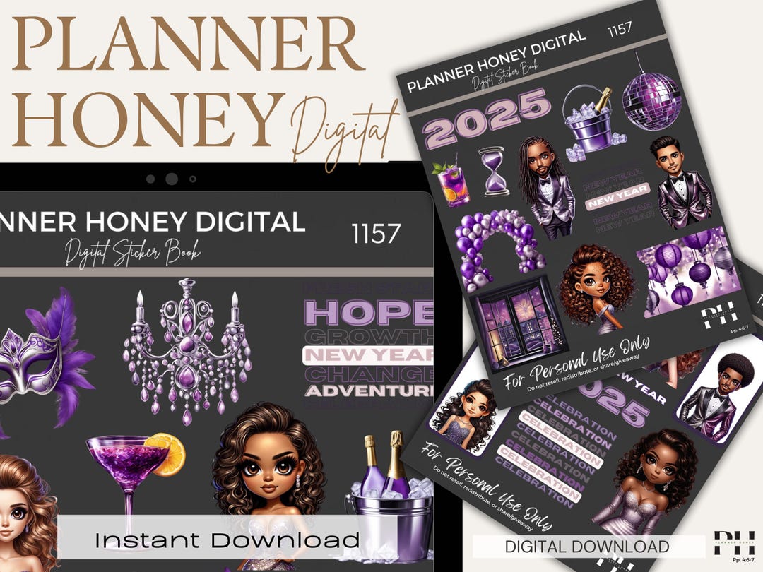 New Year Celebration Digital Planner Stickers for Goodnotes (PDF) - Etsy
