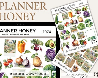Garden Vegetables Digital Planner Stickers (PDF)